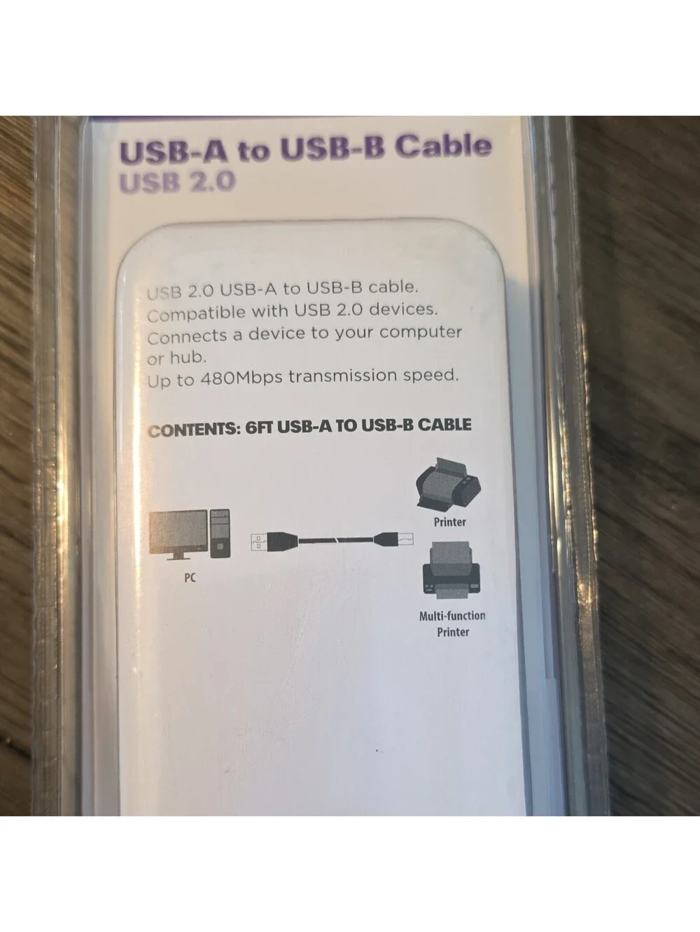 Infinitive USB 2.0 USB-A to USB Type B Male Cable 6 ft Black
